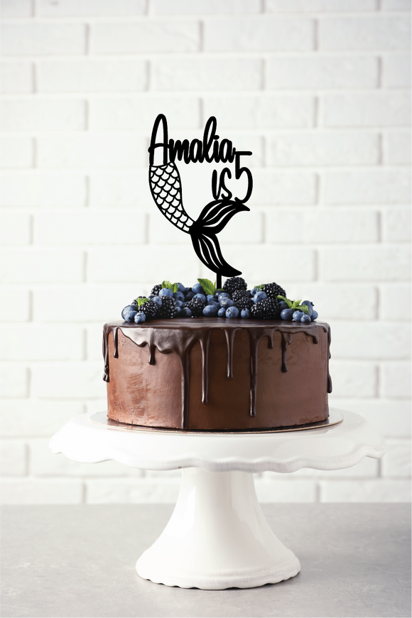 Mermaild tail with name and age | Cake topper