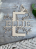 Floral butterfly wall initial with Name