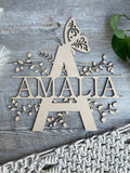 Floral butterfly wall initial with Name