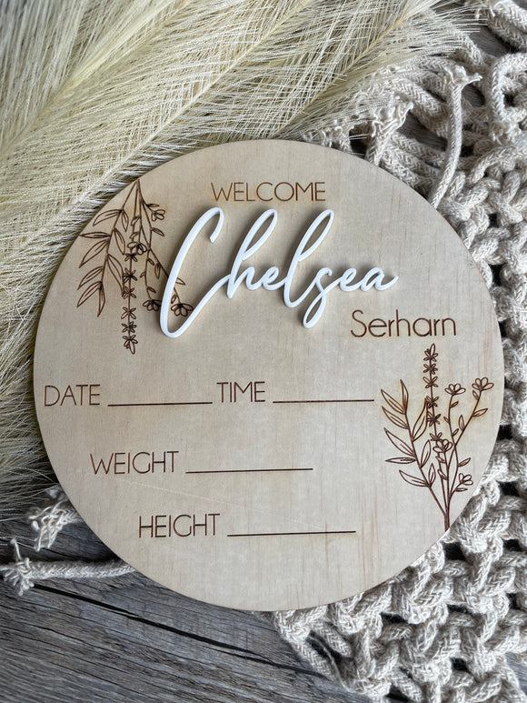 Welcome baby | Birth announcement disc