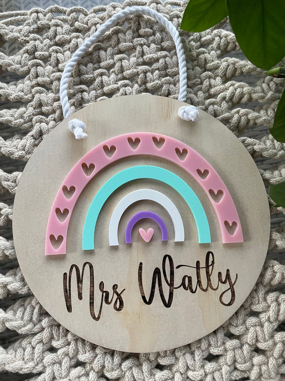 Rainbow hanging sign