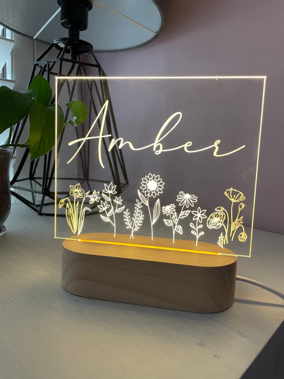 Wild Flowers with Name | Night Light