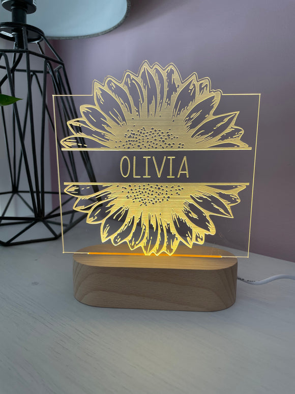 Sunflower with Name | Night Light