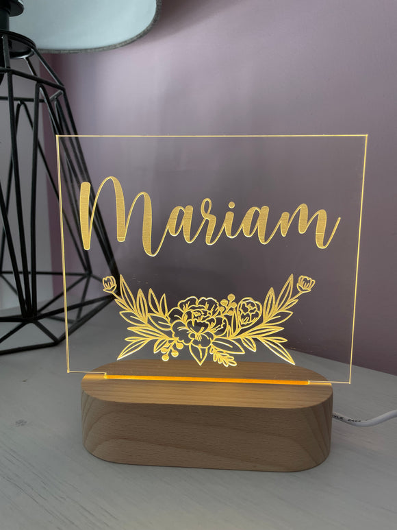 Florals with Name | Night Light
