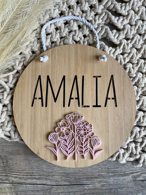Hanging name sign | Flowers