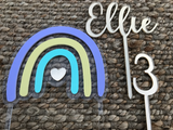 Layered Rainbow with Name and Age | Cake Topper