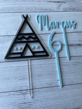 Layered Teepee with Name and Age | Cake Topper