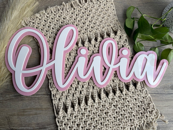 Layered Name Sign | Cream Candy
