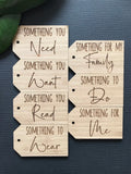 Gift Tags - Set of 7 - Want, Need, Read, Wear, Do, Family, Me